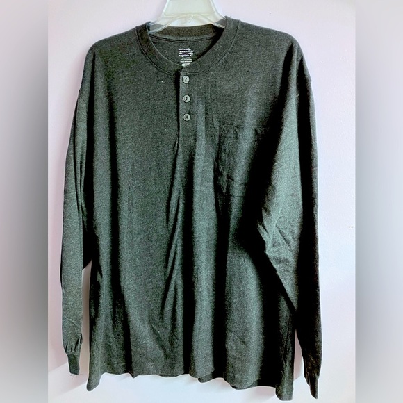 Work n’ Sport Men’ Long Sleeve Pullover Shirt, 2X, Charcoal Gray, NWOT - Picture 1 of 4